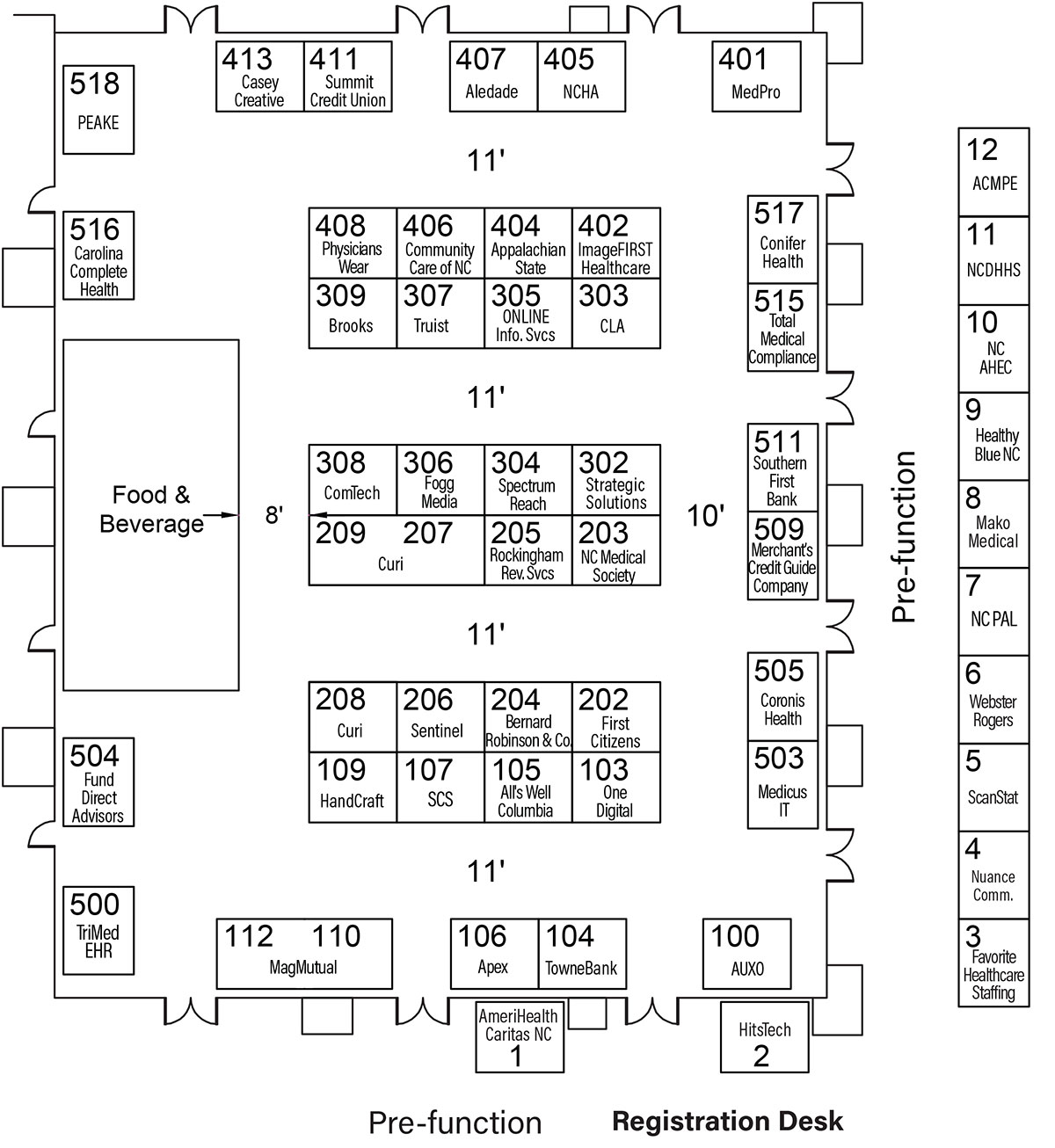2023 Annual Conference Exhibit Hall Layout with Exhibitors