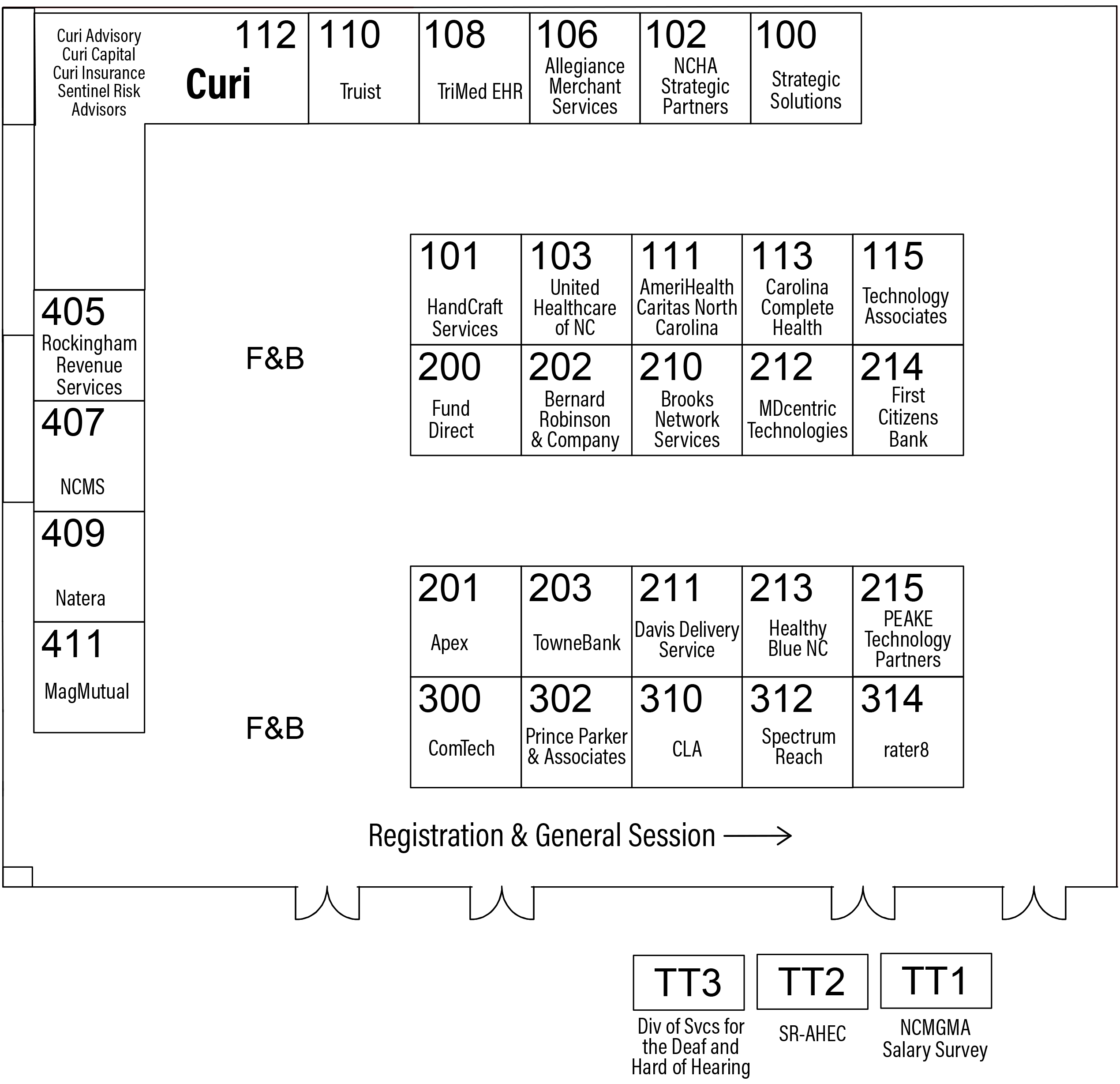 2022 Fall Conference Exhibit Hall Layout with Exhibitors