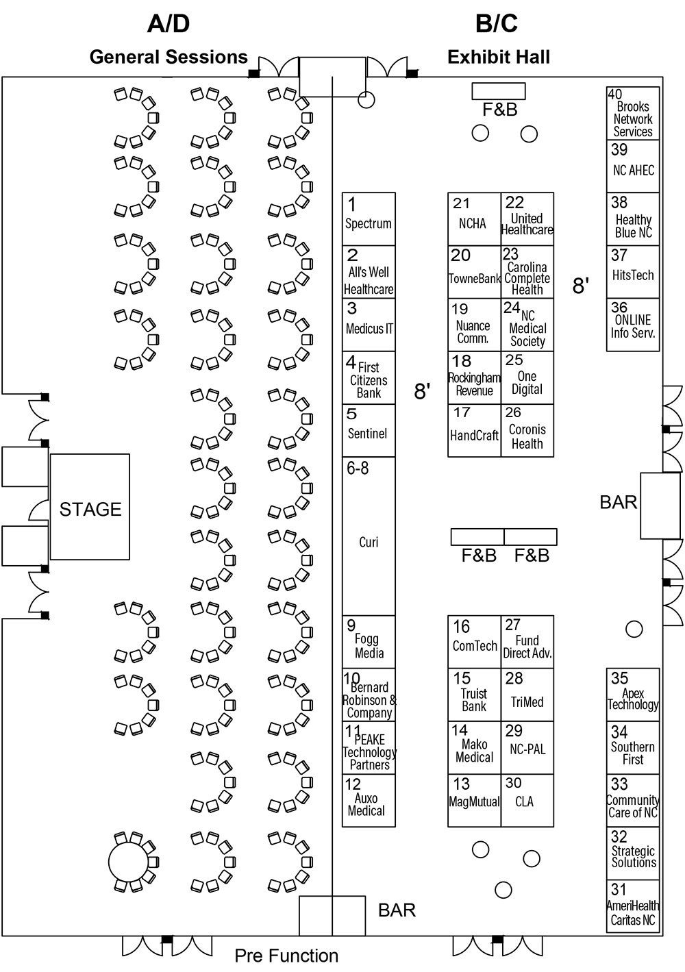 2023 Fall Conference Exhibit Hall Layout with Exhibitors